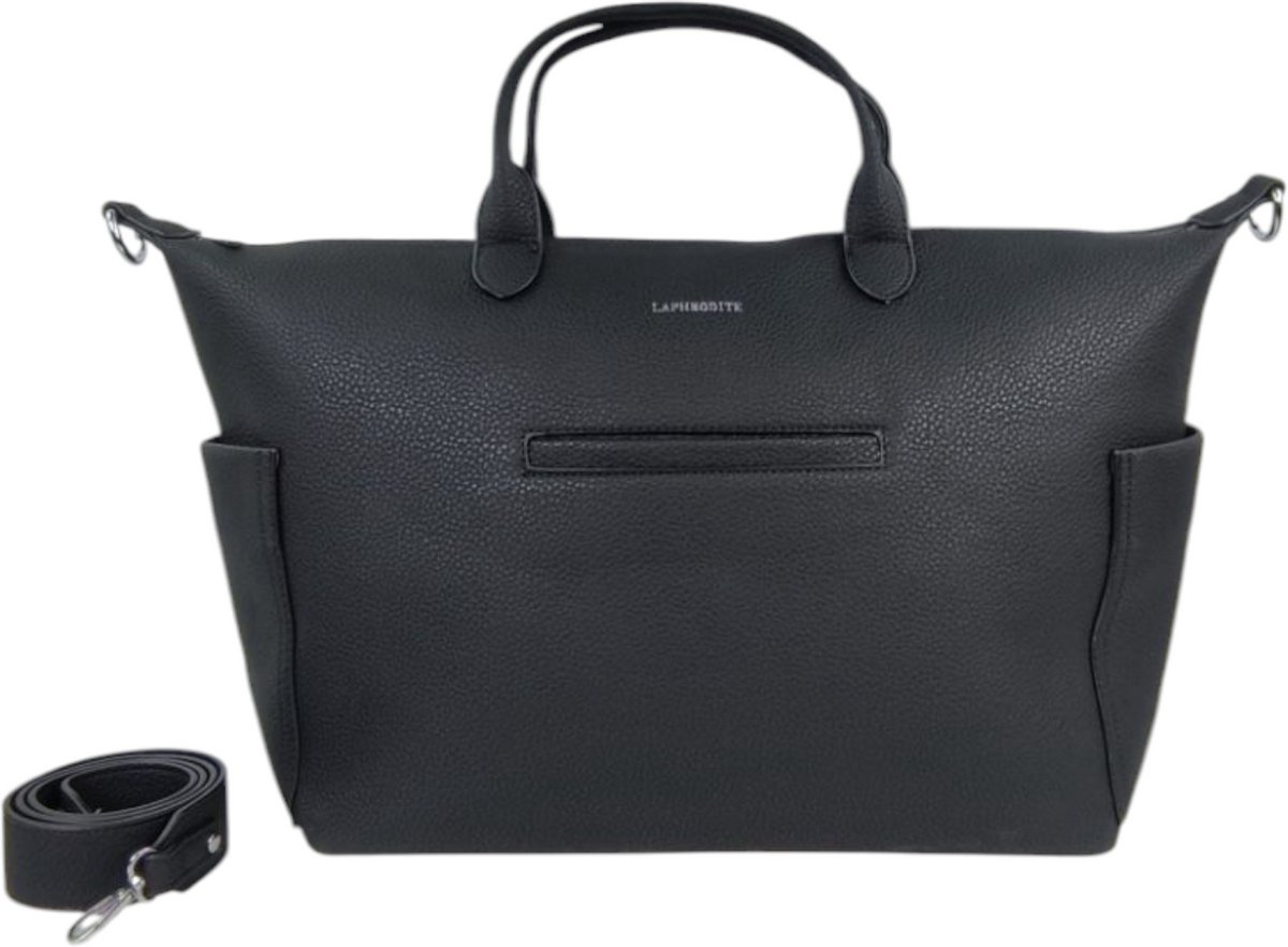 L'aphrodite - shopper - weekendtas - met laptopvak - 14 inch - zwart