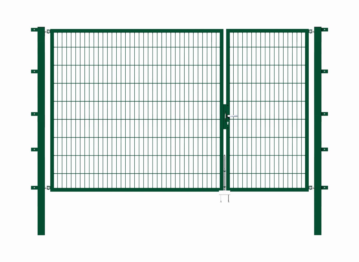 Alberts 646660 Dubbele poort Flexo met toebehoren, groen, breedte 100 + 200 cm, hoogte 180 cm