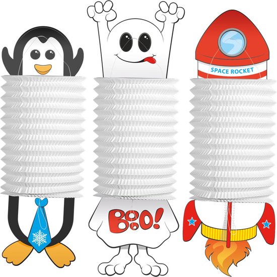 Lampionstokje Met Verlichting inclusief Batterij - Pinguïn/Spook/Raket - 22 cm — afbeelding 3