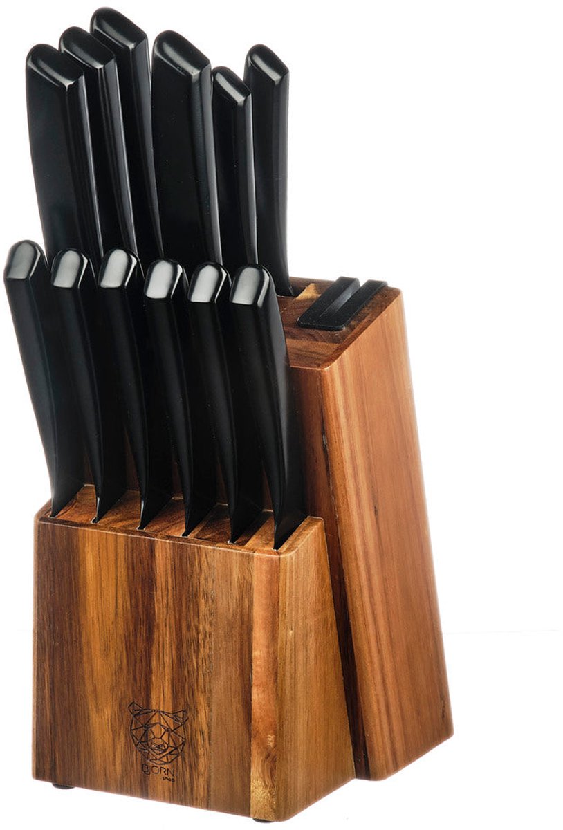Blok Keukenmessen & Steakmessen JENSEN LOVIISA - 14 stuks