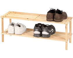 "WOOD & CO" Schoenenrek met 2 niveaus 74x26xH30 cm