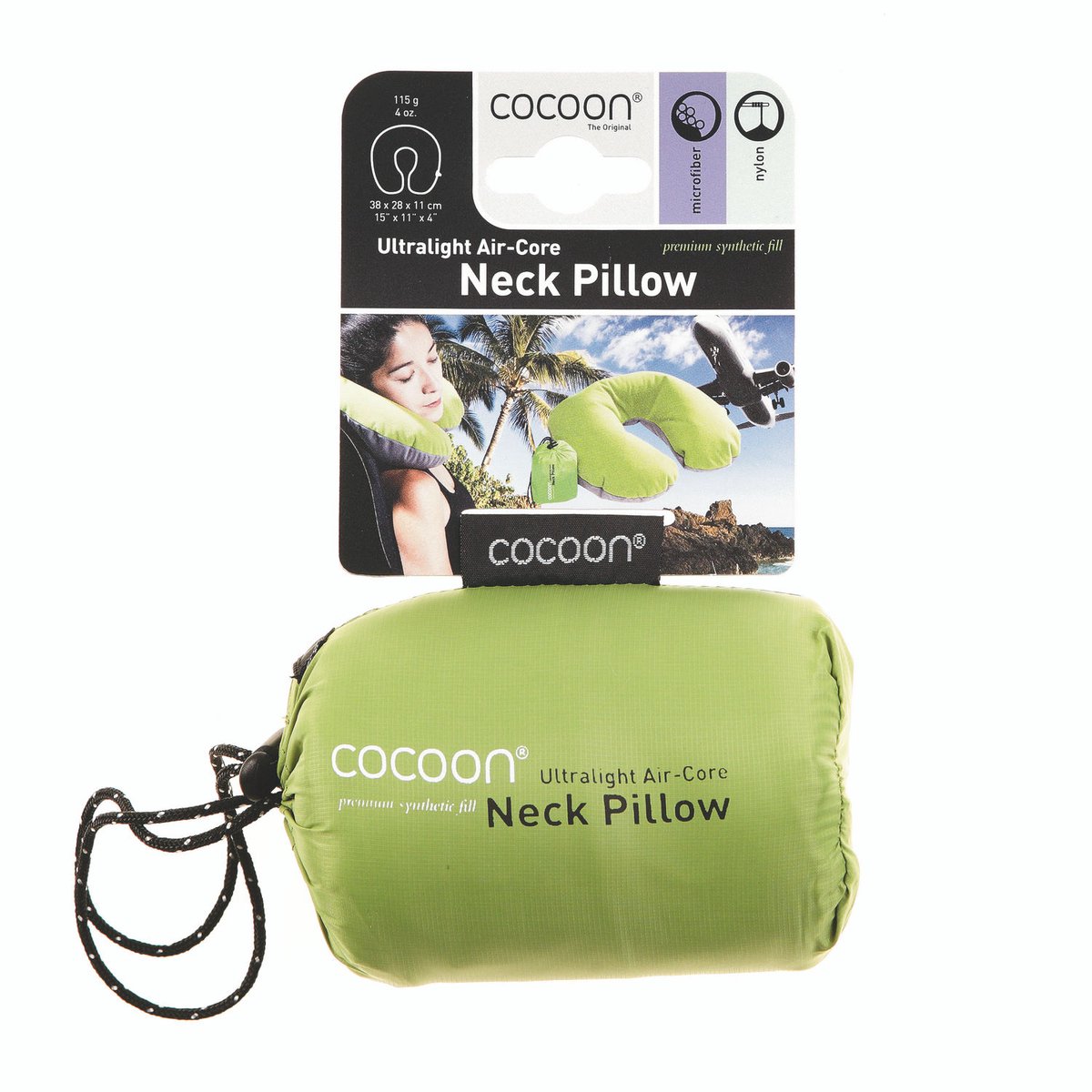 Cocoon Air Core Ultralight Ergonomic U-shaped Neck Support Kussen Geel 38 x 27 x 11 cm