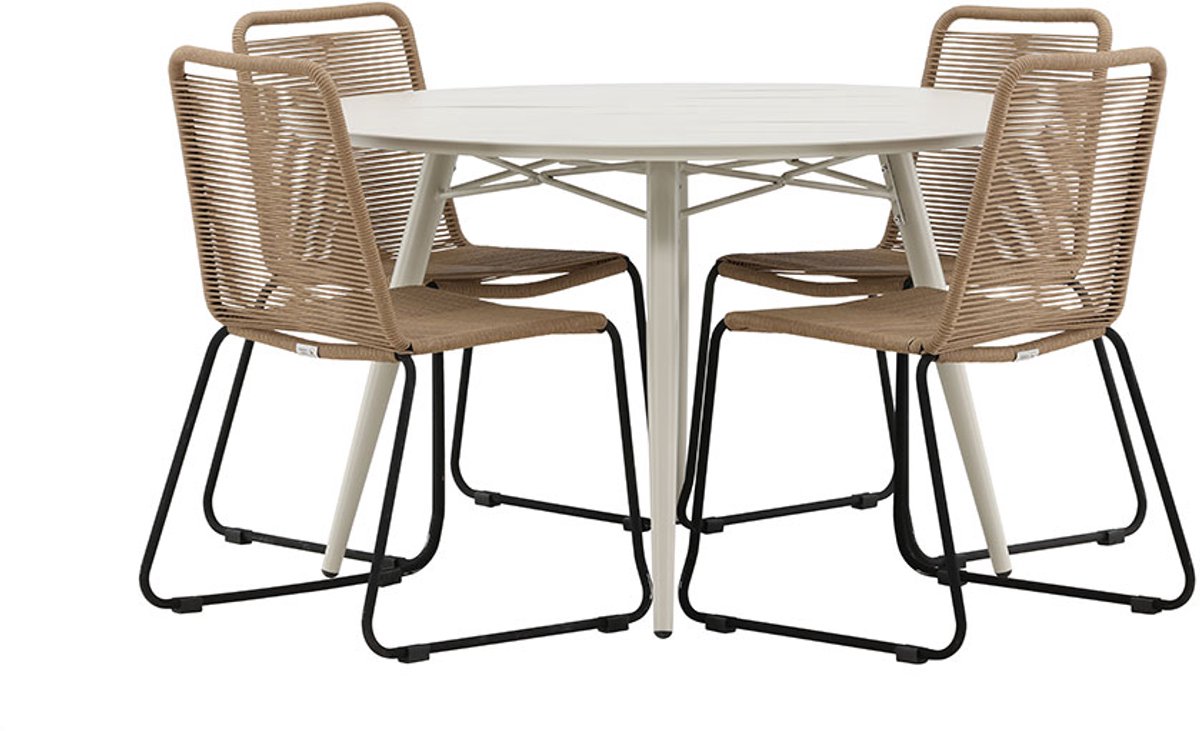 Tuinmeubelset met eettafel en 4 beige stoelen van LinaLindos.