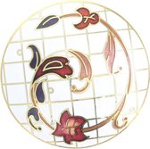 Behave® Broche ronde blanche - épingle décorative en émail - épingle à écharpe avec fleurs 4,3 cm
