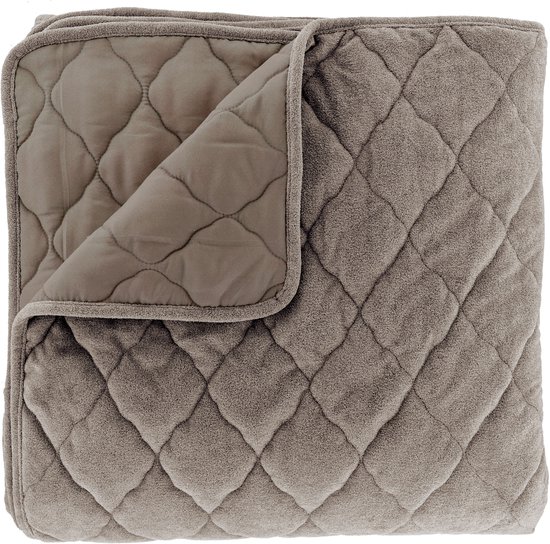 JENNY - Bedsprei - Ruitmotief - Heerlijk zacht - Taupe - 240x280
