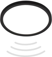 B.K.Licht Move - LED Badkamerverlichting - plafondlamp met bewegingsmelder - plafonniére met indirect licht - Ø24 cm - zwart