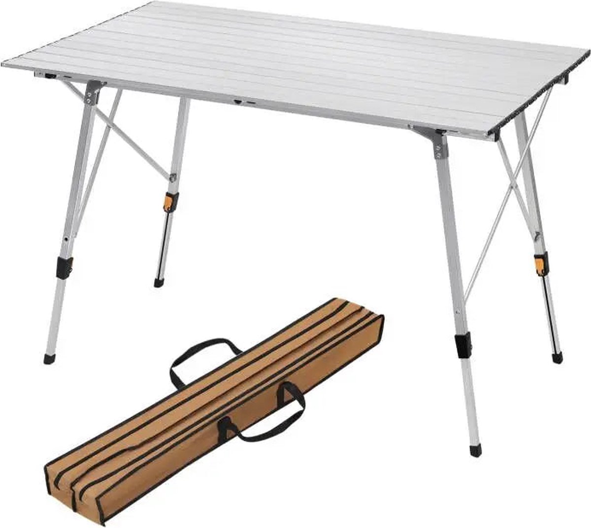 Opklapbare Tafel - Opvouwbare Tafel - Opklapbare Tafel Rechthoekig - Tafels - Kampeertafel - Kampeertafel Opvouwbaar - 120x68.5cm - 4-6 Personen - Aluminium - Verstelbare Hoogte - Zilver