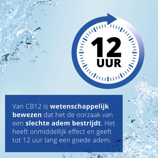 CB12 Original Mondwater - Beschermt 12 uur lang tegen een slechte adem - Met Fluoride voor bescherming tegen gaatjes - Frisse mentholsmaak - Alcoholvrije mondspoeling - 250ml