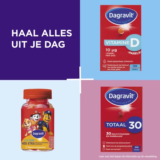 Dagravit Vitamine D 10µg parels - Ondersteunt het behoud van sterke botten en een sterk gebit - Goed opneembaar door de oliebasis - 100 parels