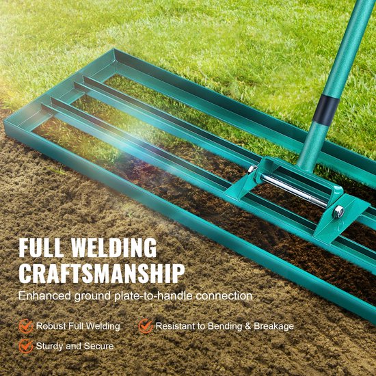 Gazonhark - Bladhark - Hark - Nivellerende Hark - Gazon Leveler - Heavy-duty Gazonnivelleerhark - 10x30inch - met 78inch Stalen Verlengde Steel Handle - for Garden Golf Lawn Farm van Golden Shark — afbeelding 3