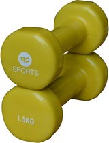 RS Sports Dumbells set - 2 x 1.5 kg dumbbells - Vinyl - Geel