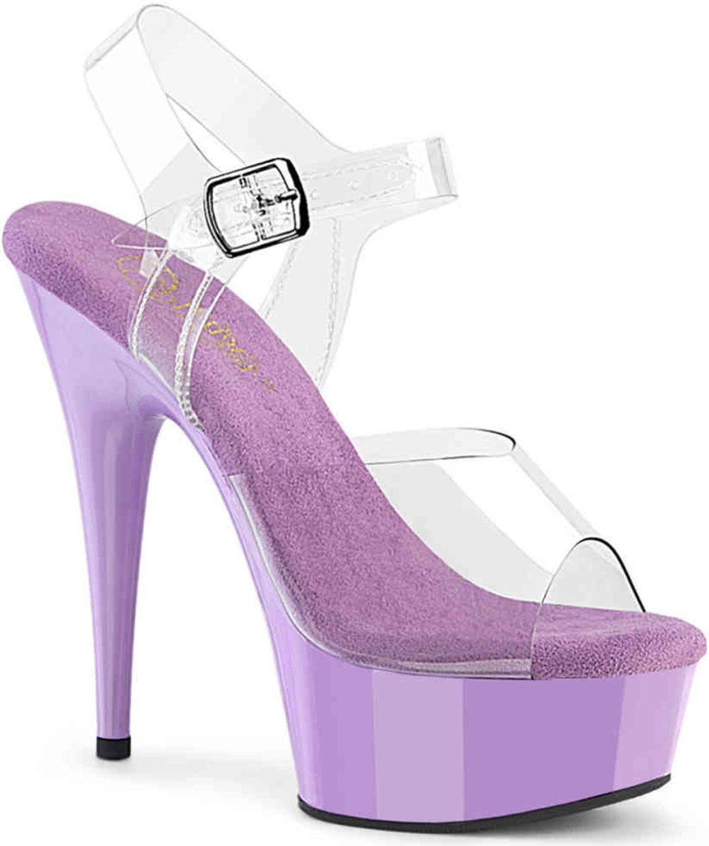 Pleaser DELIGHT-608 Sandaal met enkelband 41 Shoes Transparant Paars