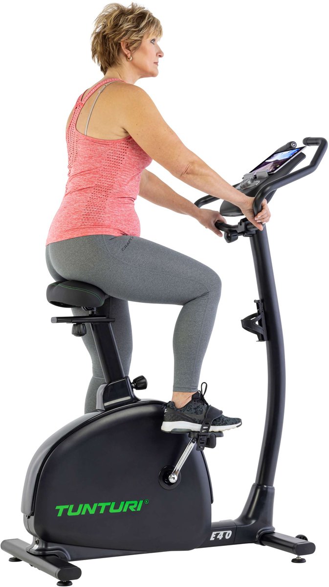 Afbeelding 2 van Tunturi Signature E40 Hometrainer - Ergometer - Bluetooth - Fitnessfiets met 25 trainingsprogramma's - Lage instap - Comfort plus zadel