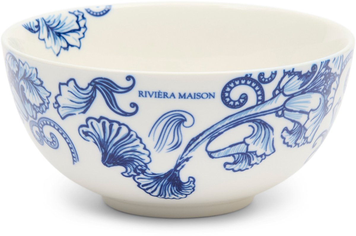 Riviera Maison Amalfi - Porseleinen Kom - Biało-niebieski - 15,5 cm