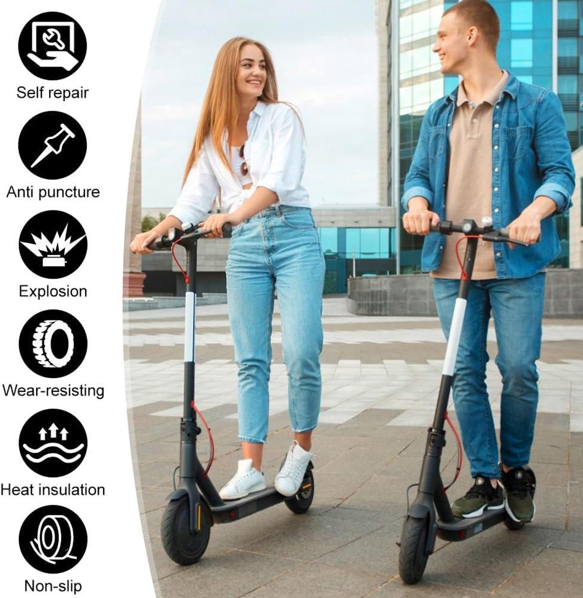 60/70-6.5 antislip vervangende massieve rubberbanden – Slijtvast, tubeless banden met ventiel, compatibel met Segway Ninebot Max G30 – foto 7