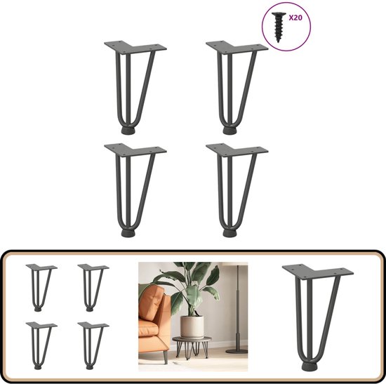 MIVIDE 4 stuks haarspeld-tafelpoten, 30 cm, haarspeld