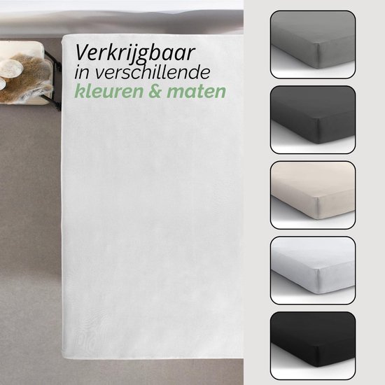Sleeps Jersey Stretch Hoeslaken - 100% Katoen - 200x200/220 cm - Wit - Strijkvrij van Sleeps — afbeelding 3