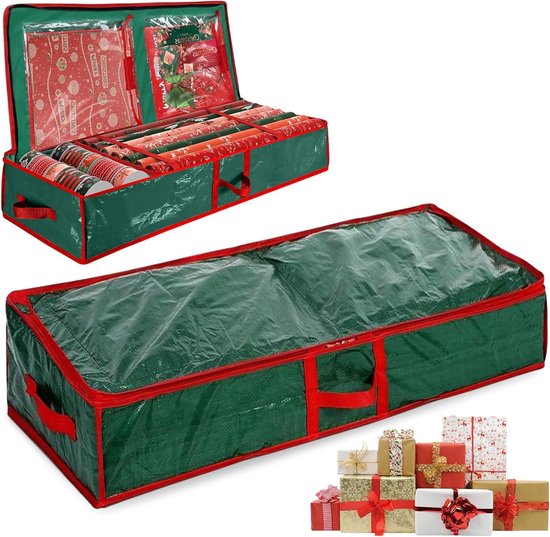 SPORWAY Cadeaupapier Opslag Cadeaupapier Organizer: 104 × 36 × 16 cm Opbergtas voor Inpakpapier, Inpakpapier Opbergdoos Opvouwbare Vaste Structuur voor Kaarten