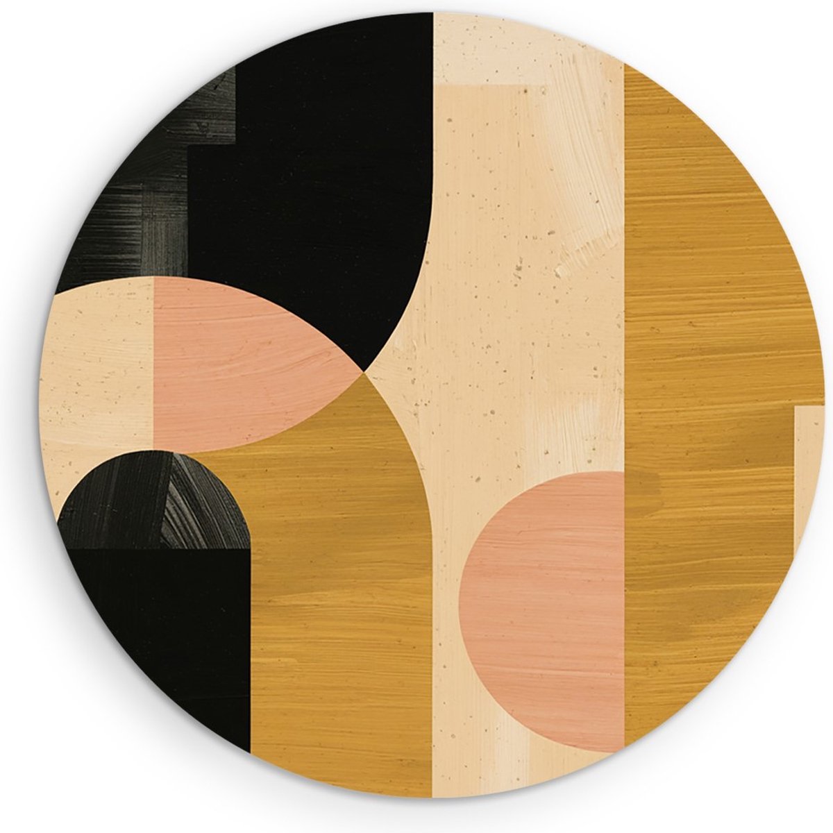 Saammp Muurcirkel Hout - Abstract - Geometrische Kunst - Goud - Ø 60 - Wandcirkel - Wanddecoratie Cirkel - muurdecoratie Woonkamer - Slaapkamer decoratie - Rond Schilderij