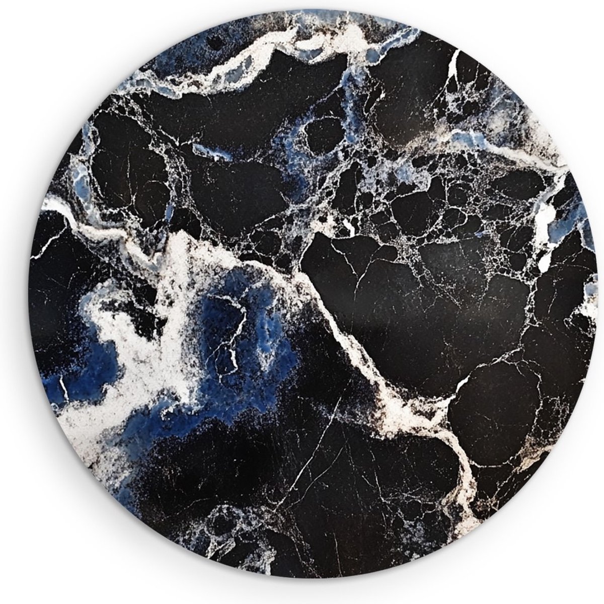 Saammp Forex Muurcirkel - Zwart marmer - Abstract kunstwerk - Ø 60 - Wandcirkel - Wanddecoratie Cirkel - Muurdecoratie Woonkamer - Slaapkamer decoratie - Rond Schilderij