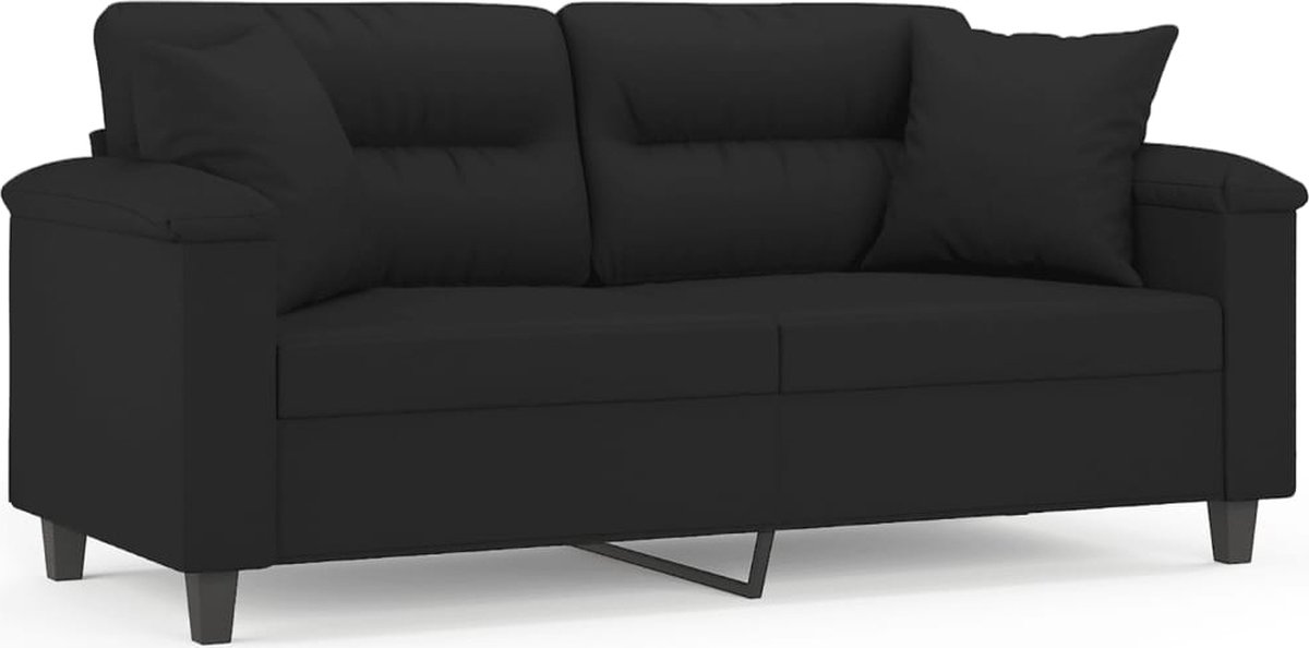 vidaXL Tweezitsbank - 140 - cm - microvezelstof - zwart