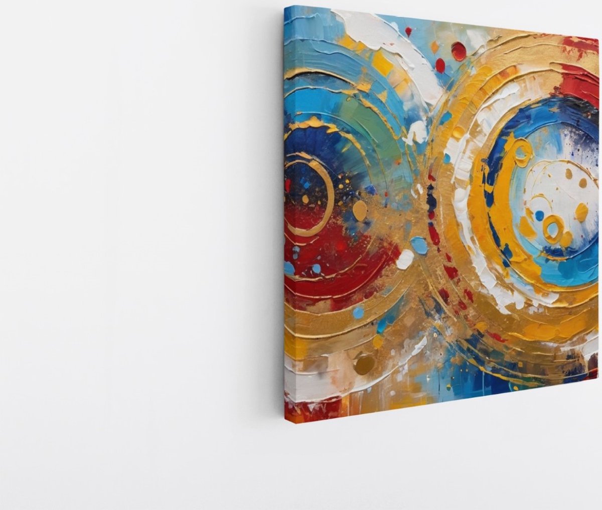 Saammp Canvas Schilderij - Abstract - Kleurrijk - Vormen - 100x100 - Foto op canvas - Wanddecoratie - muurdecoratie Woonkamer - Slaapkamer decoratie - Canvas Print Multicolor