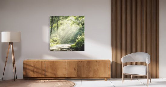 Tableau sur toile Saammp - Forêt - Arbres - Chemin - Nature - Paysage - 100x100 - Photo sur toile - Décoration murale - Décoration murale murale Salon - Décoration chambre - Impression sur toile