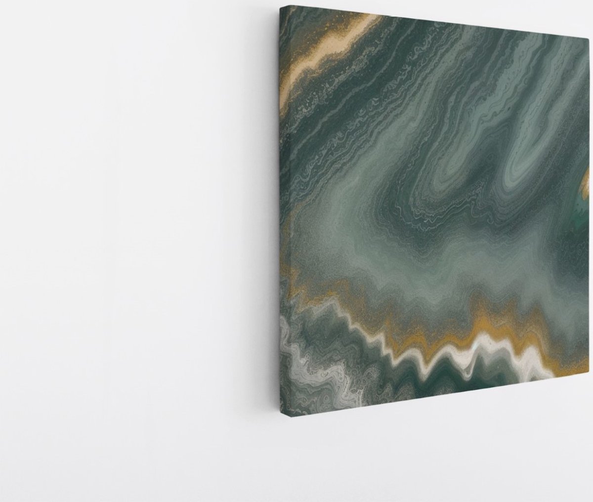 Saammp Canvas Schilderij - Abstract - Groenachtig - Vormen - 40x40 - Foto op canvas - Wanddecoratie - muurdecoratie Woonkamer - Slaapkamer decoratie - Canvas Print Multicolor