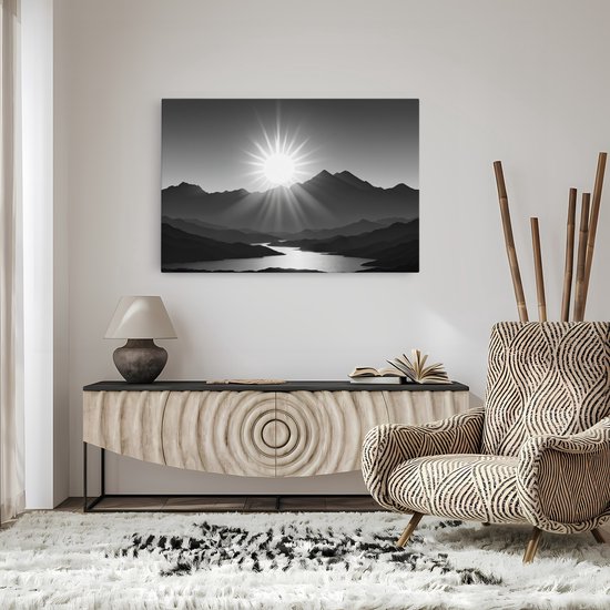 Tableau sur toile Saammp - Zwart et blanc - Nature - Paysage - 120x80 - Photo sur toile - Décoration murale - Décoration murale murale Salon - Décoration chambre - Impression sur toile