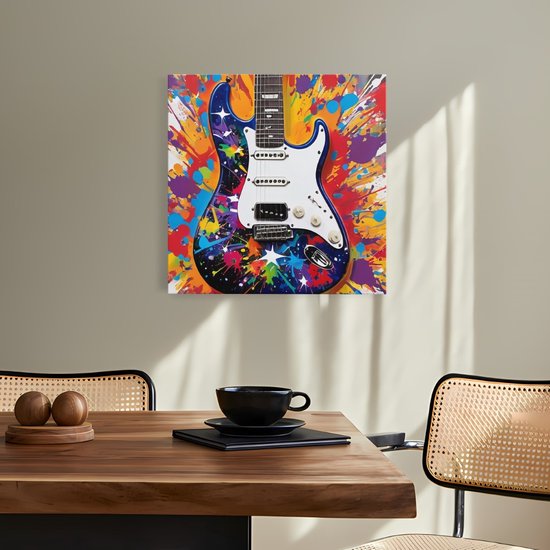 Saammp Canvas Schilderij - Gitaar - Abstract - 20x20 - Foto op canvas - Wanddecoratie - Muurdecoratie Woonkamer - Slaapkamer decoratie - Canvas Print