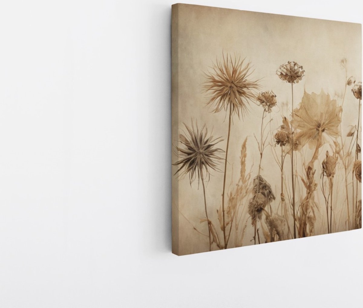 Saammp Canvas Schilderij - Vintage - Bloemen - Abstract - 30x30 - Foto op canvas - Wanddecoratie - Muurdecoratie Woonkamer - Kantoor Decoratie Multicolor