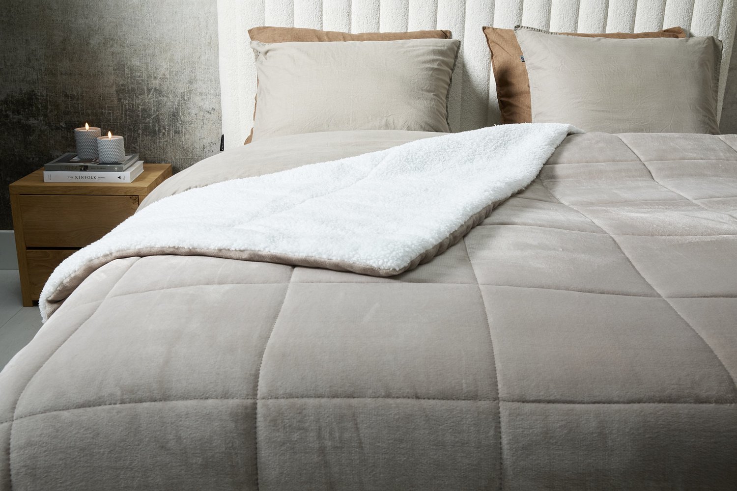 SleepMed 2-zijdige luxe sherpa deken - Taupe - 240 x 220 cm
