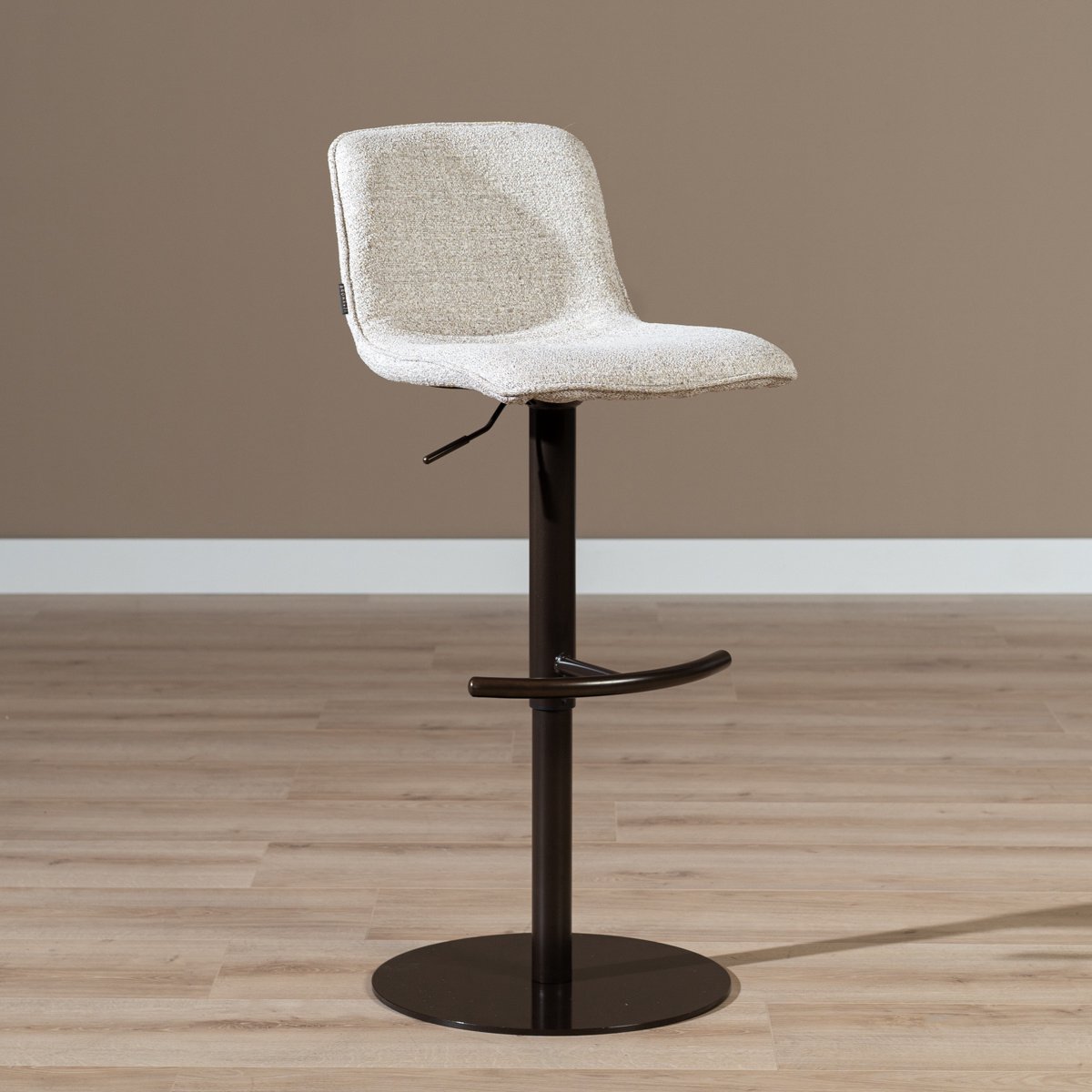 Bronx71 Barkruk Jack gemêleerde stof off white/bruin 60-82 cm - barstoel Bruin, Beige