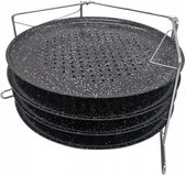 Pizza - Pizzarek - Pizza oven - Pizzabakset - 5 delige set voor 4 pizza's - Ø 32,3 cm - Kinghoff 1553 - Met een antiaanbaklaag