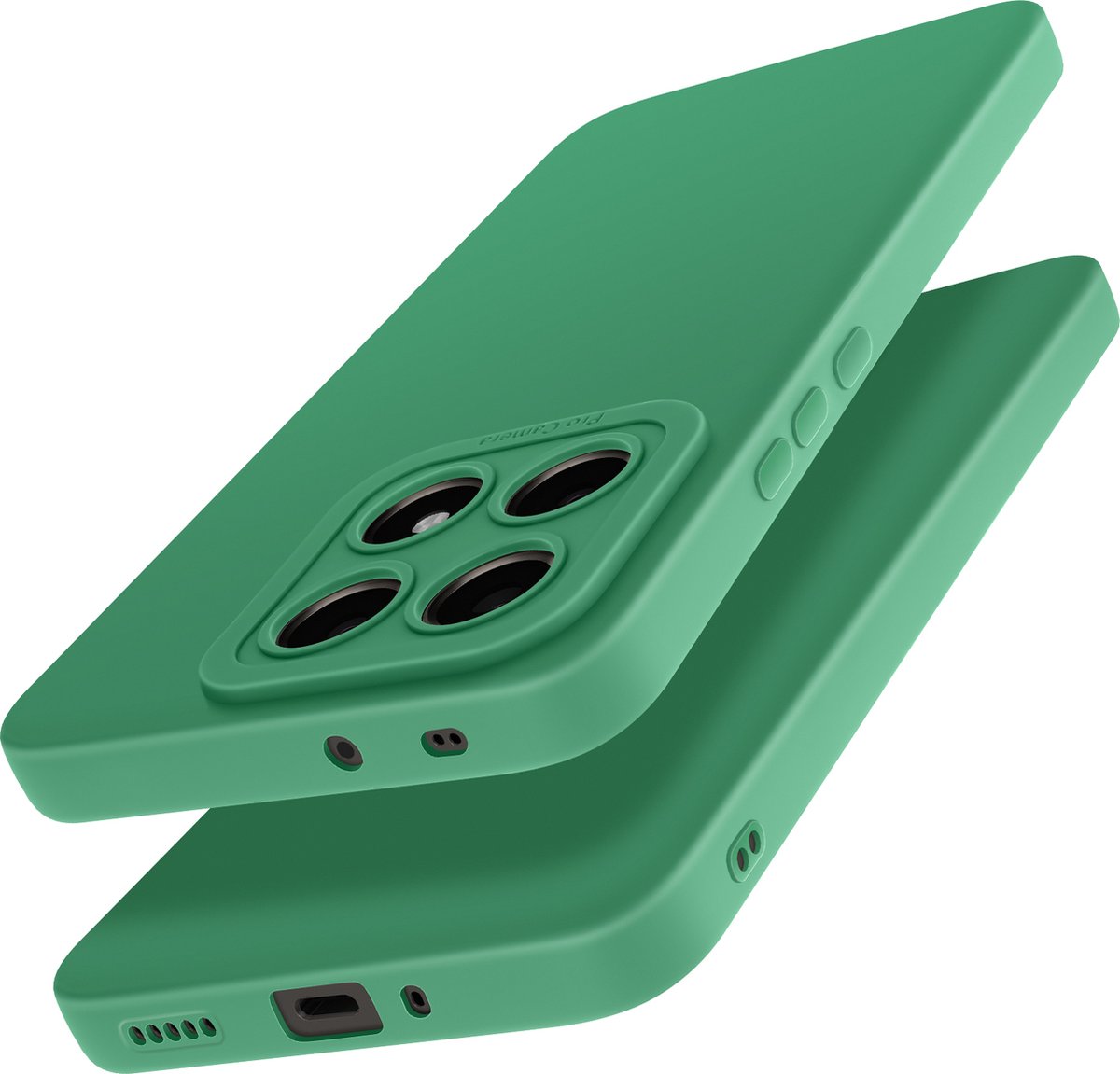 Avizar Hoesje Geschikt voor Xiaomi 14T Pro Silicone Mat Camera Block Beschermd, Groen