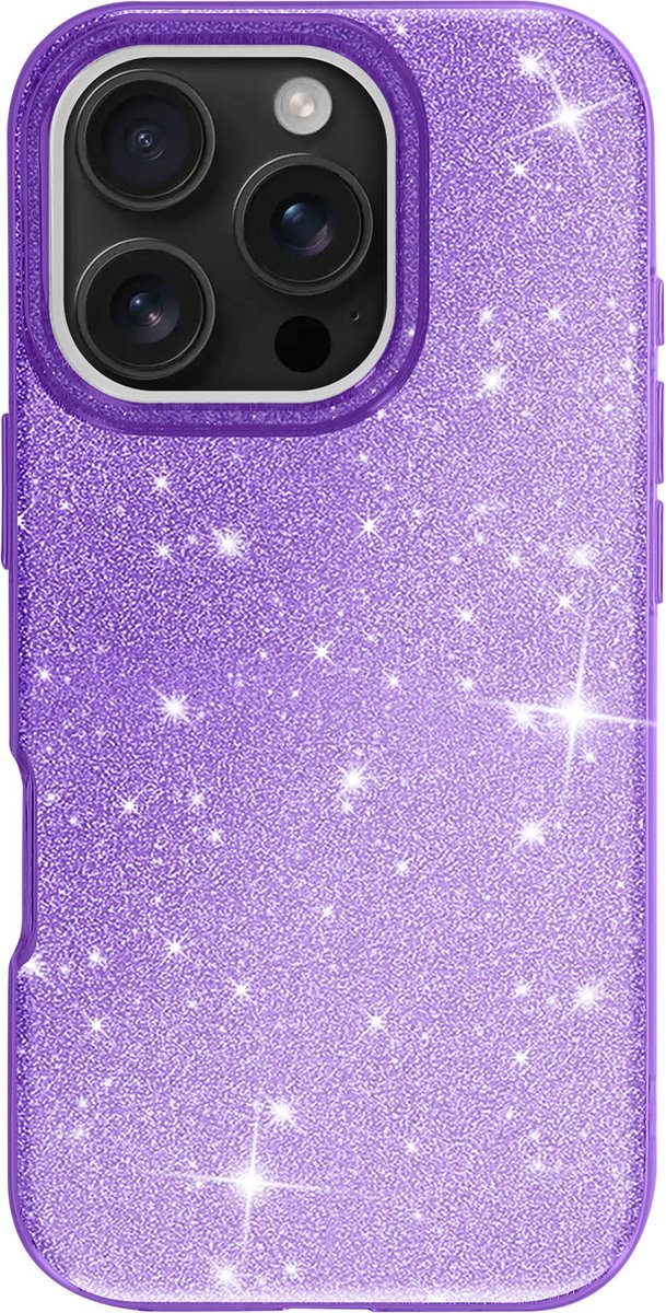 Avizar Glinsterende case Geschikt voor Apple iPhone 16 Pro Max schokbestendig, Paars