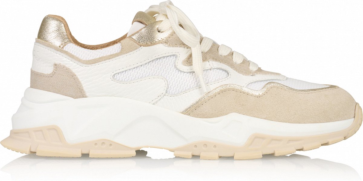 Dwrs Dames Sneaker Wit Beige Leer
