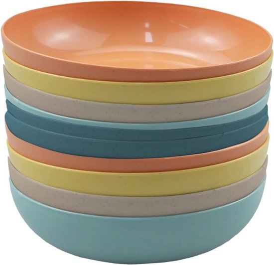 Doafoce Bordenset, 4 platte borden, 25 cm, wit, eetborden, melamine, kunststof, grote borden, ontbijtborden, dessertborden, serveerservies voor ontbijt, lunch, avondbrood