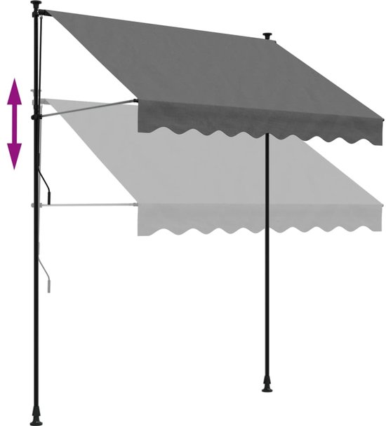 Store banne rétractable vidaXL - Auvents rétractable - Protection solaire solaire - Store banne rétractable 200 x 150 cm Tissu et acier Anthracite