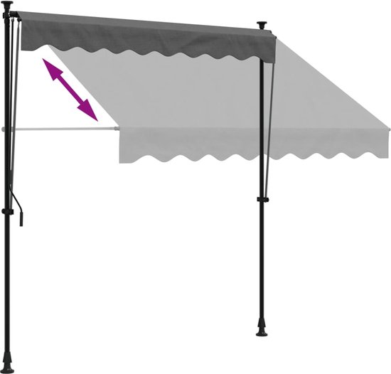 Store banne rétractable vidaXL - Auvents rétractable - Protection solaire solaire - Store banne rétractable 200 x 150 cm Tissu et acier Anthracite