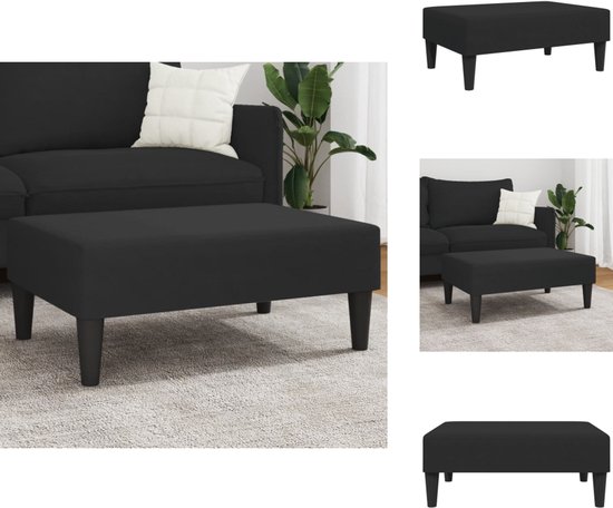 Zwarte voetenbank 77x55x31 cm fluweel