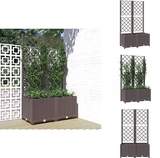 vidaXL Plantenbak met latwerk 120x120x121,5 cm polypropeen blauwgrijs, planten bak, bloem bak, bloembed, bloembak, bloemenperk