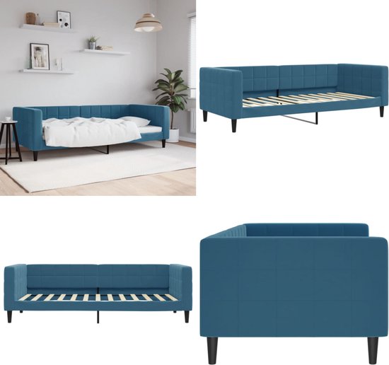 vidaXL Canapé-lit 90x200 cm Velours Bleu - Canapé-lit - Canapés-lits - Canapés-lits -lit - Canapé-lit