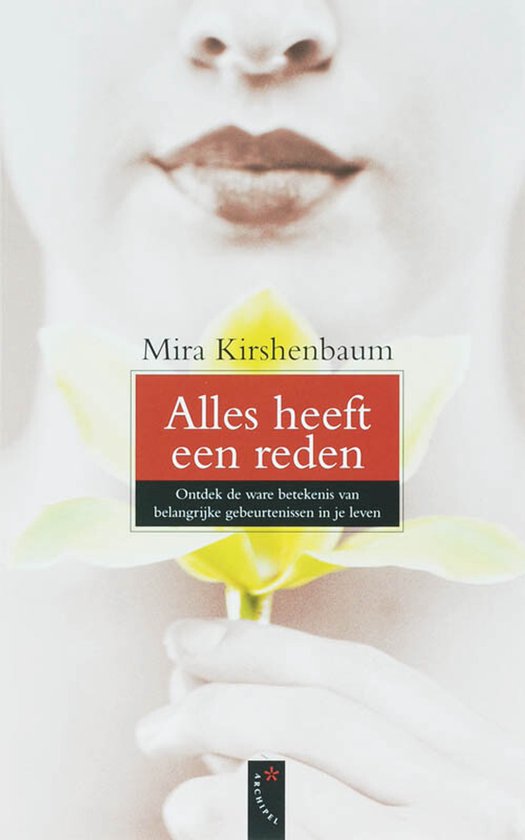 Boekomslag "Alles heeft een reden" met bloem en lippen.