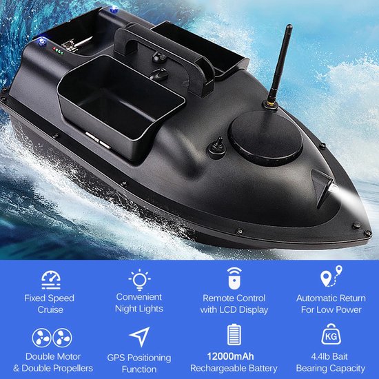 Voerboot - Voerboot karper - Karpervissen - 3 Voerbakken - 40 GPS Posities - 2KG laadvermogen - Automatische terugkeerfunctie - 500M van Merkloos — afbeelding 2