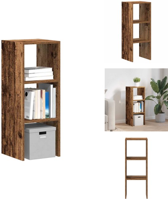 vidaXL Boekenrek 78,5x33x82 cm bewerkt hout bruin eikenkleur, boeken plank, schappenkast, boekenkast zwart, boekenrek, boekenkast industrieel