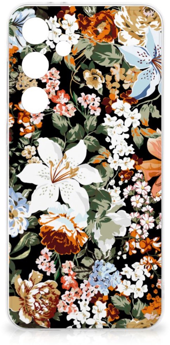 Back Cover voor TPU Case voor Samsung Galaxy S24 FE Dark Flowers