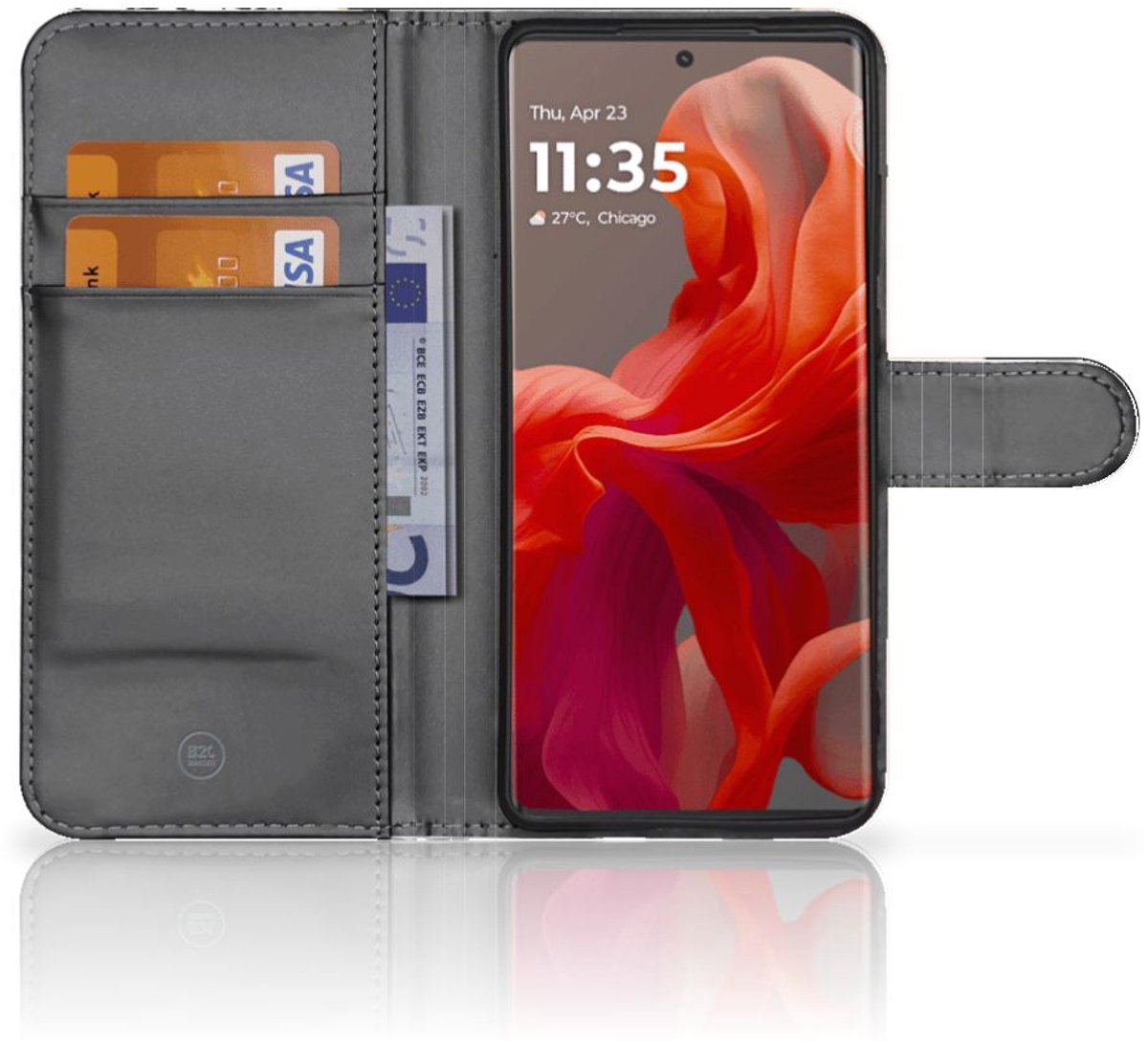 Motorola Moto G85 Book Case Zwart Roze Vormen