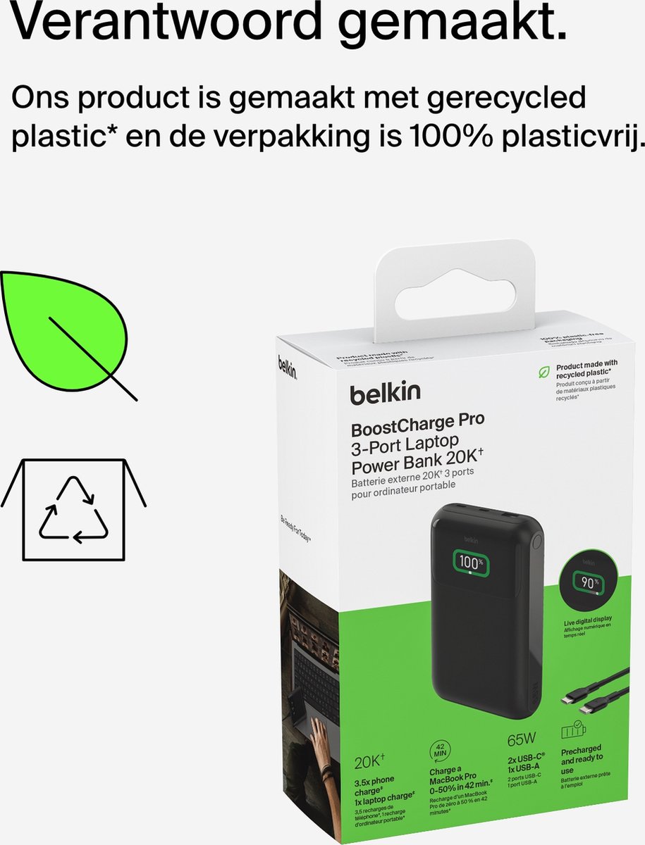 Belkin BoostCharge Pro 20k 65w Laptop Powerbank Digital - afbeelding 3