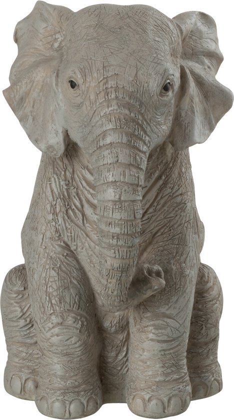 J-Line figuur Olifant Zittend - polyresin - grijs - small